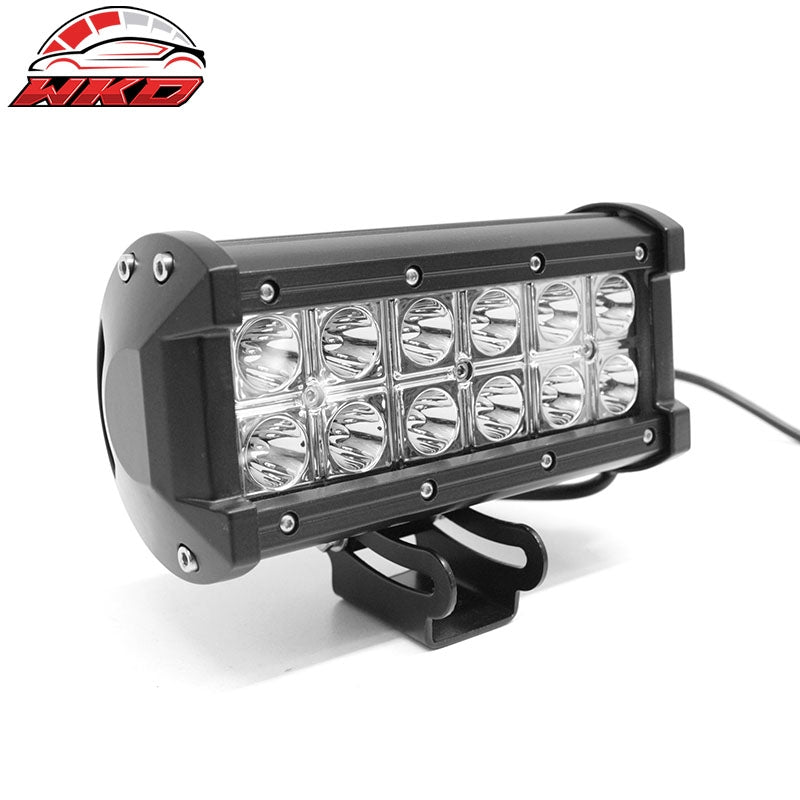 7" 36W 12 LED 2 Row LED Work Light Bar Spot Flood Combo Truck SUV ATV Off Road