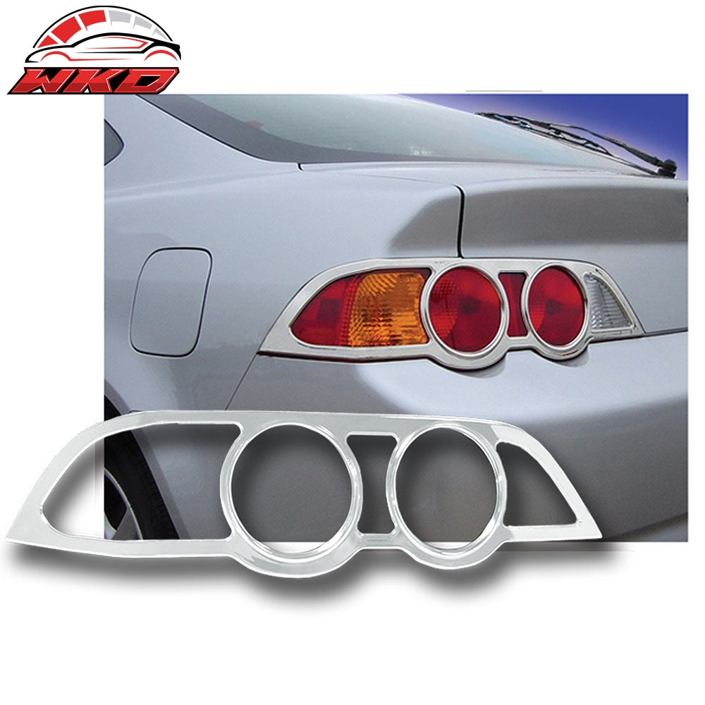 Fits 02-04 Acura RSX Chrome ABS Tail Lights Lamp Frame Cover Trims 2PCS Set