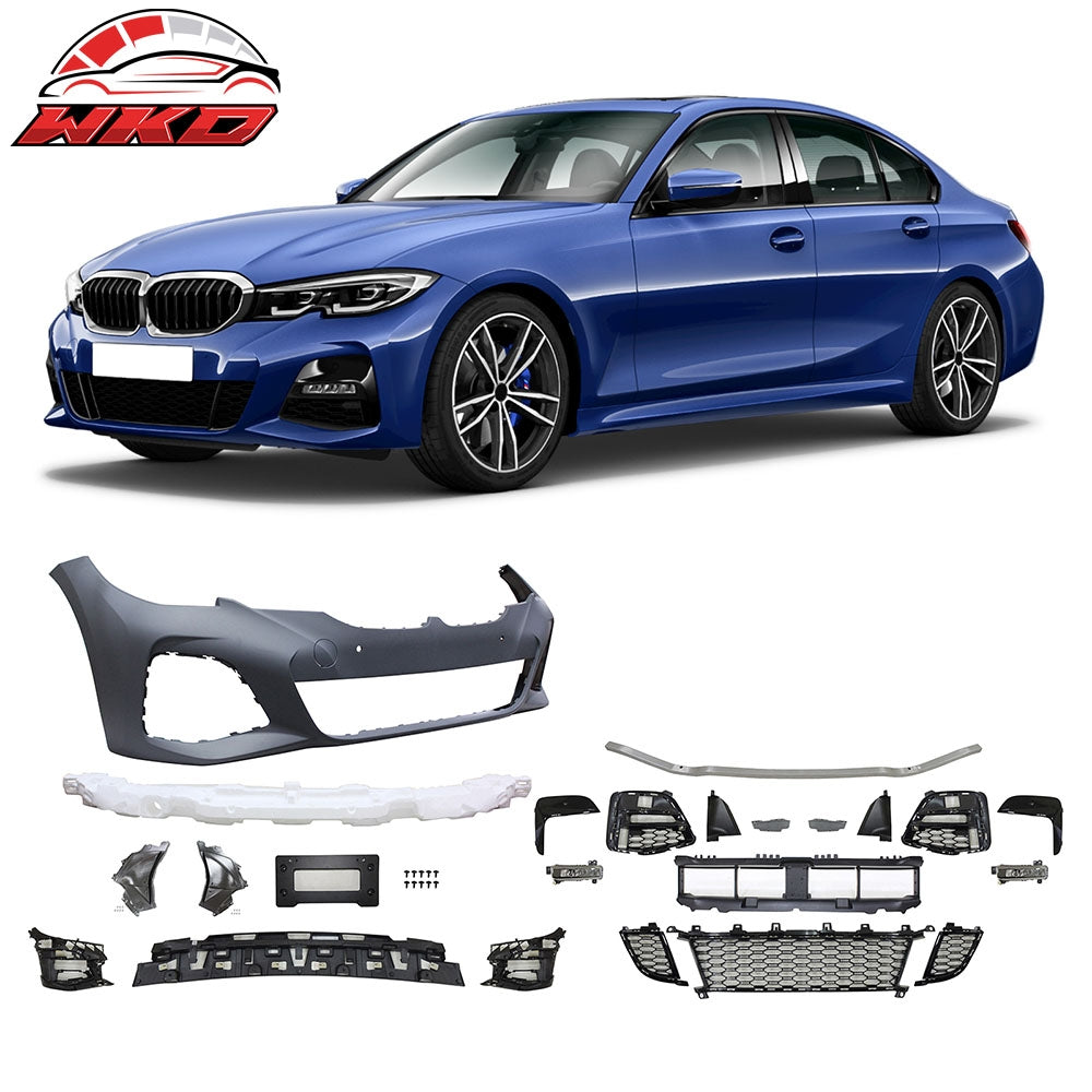 Fits 19-22 BMW 3-Series G20 M-Tech Front Bumper Cover Fog Sensor Hole No ACC PP