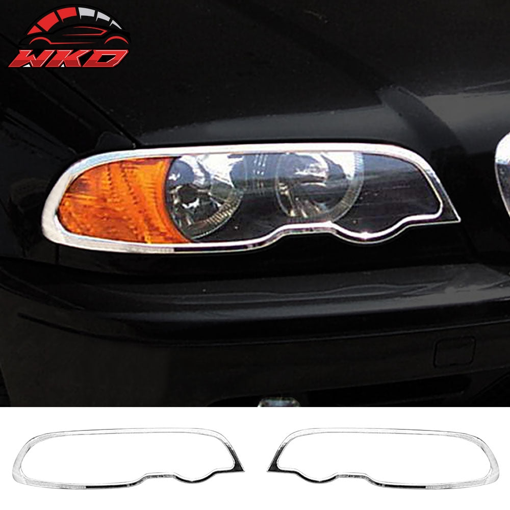 Fits 00-03 BMW 3-Series E46 Coupe Chrome ABS Front Headlight Bezels Covers Pair