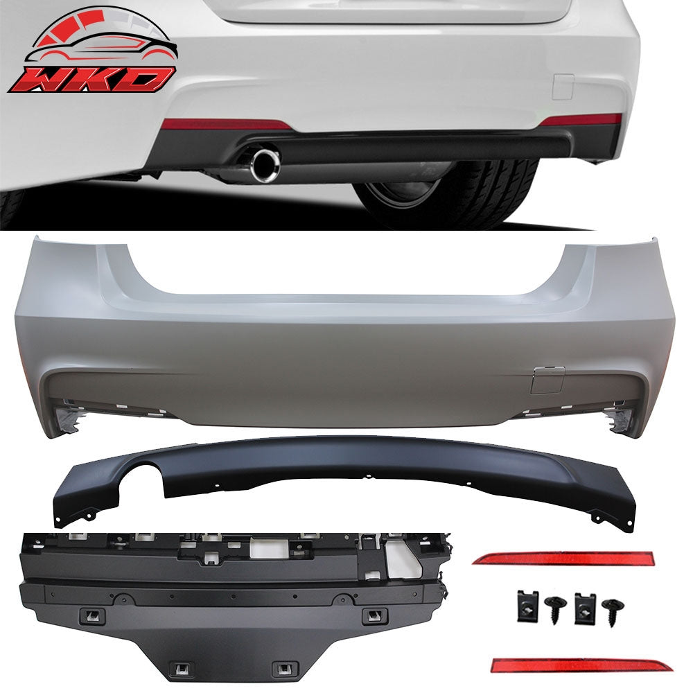 Fits 12-18 F30 3 Series M-Tech M Sport Rear Bumper Cover Diffuser Single Outlet