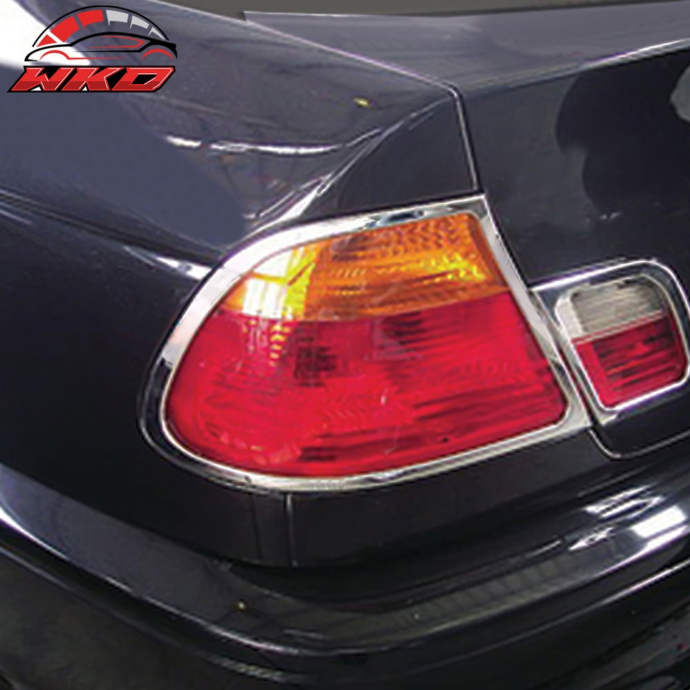 Fits 00-03 BMW E46 3-Series Coupe 2PCS Rear Tail Light Lamp Bezel Cover Chrome