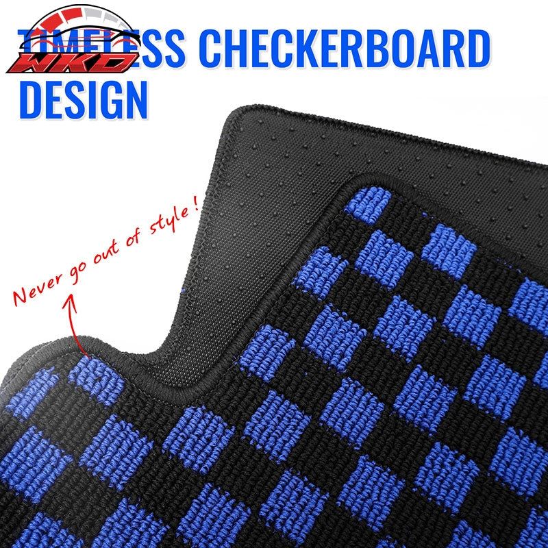 Fits 07-13 BMW E92 3-Series Coupe Floor Mats Checkered Carpets Black Blue Plaid