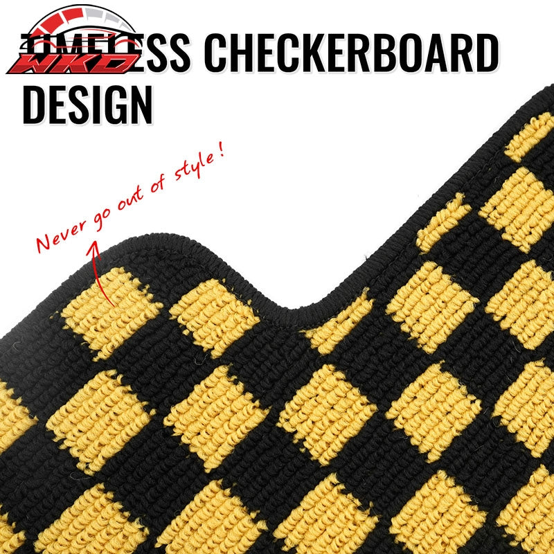 Fits 07-13 BMW E92 3-Series Coupe Floor Mats Checkered Carpet Black Yellow Plaid
