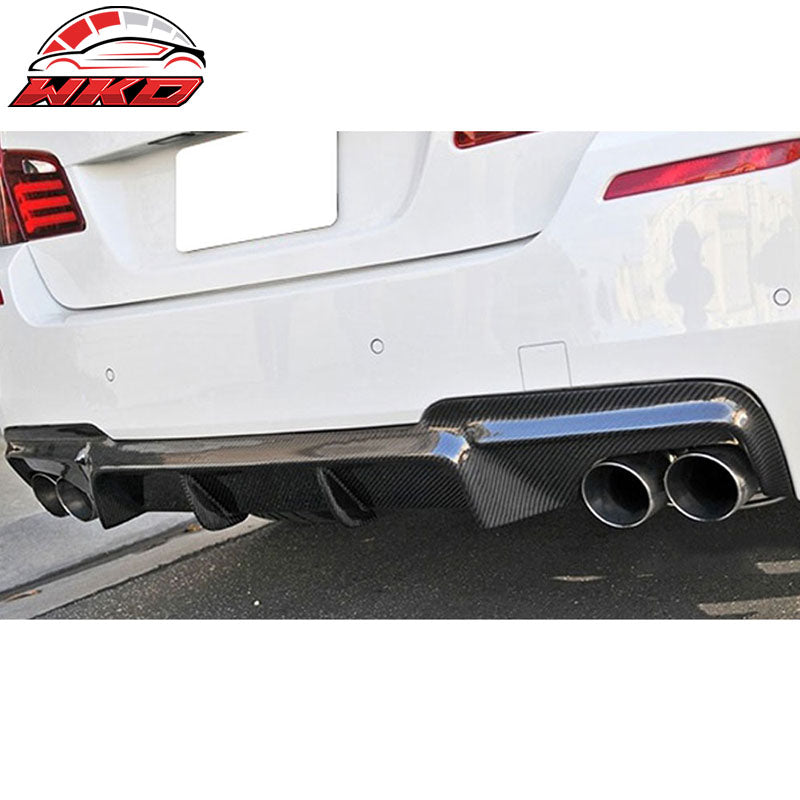 Fits 11-16 BMW F10 5 Series MT M-Sport Carbon Fiber Rear Bumper Diffuser V Style