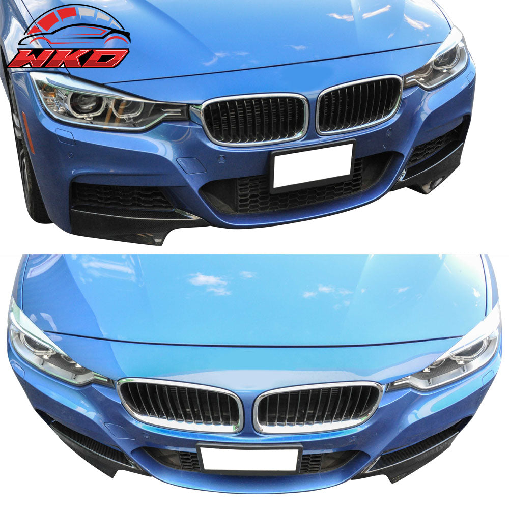 Fits 12-18 BMW F30 Sedan M-Sport Only Front Lip Splitters - Matte Carbon Fiber