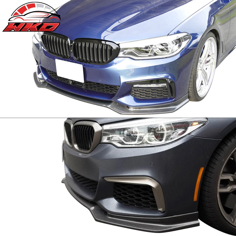 Fits 17-20 BMW G30 5 Series M Sport Front Bumper Lip Spoiler Carbon Fiber CF