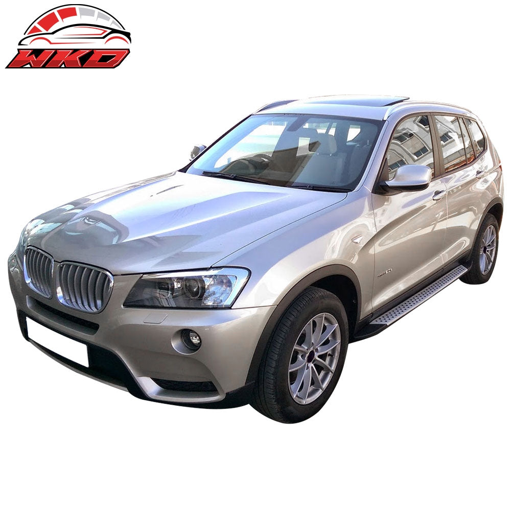 Fits 11-17 BMW X3 F25 OE Style Silver Running Board Side Step Nerf Bars In Pair