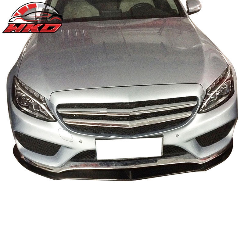 Fits 15-18 Benz W205 Sedan AMG Sport PSM Front Bumper Lip - Matte Carbon Fiber