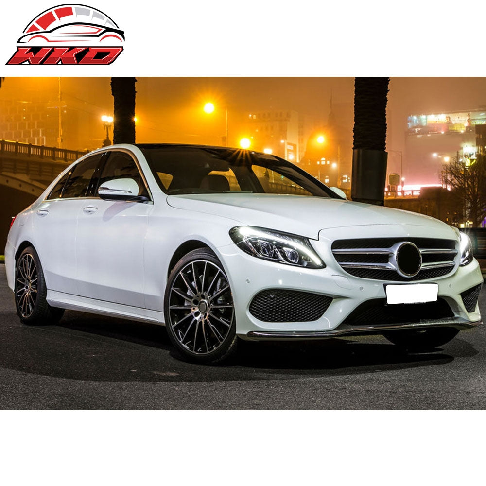 Fits 15-17 Benz W205 C Class With PDC Front Rear Bumper Side Skirts PP