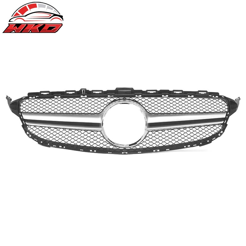 For 15-18 Benz C300 C450 AMG W205 C63 Front Upper Grille Primer Black Silver ABS