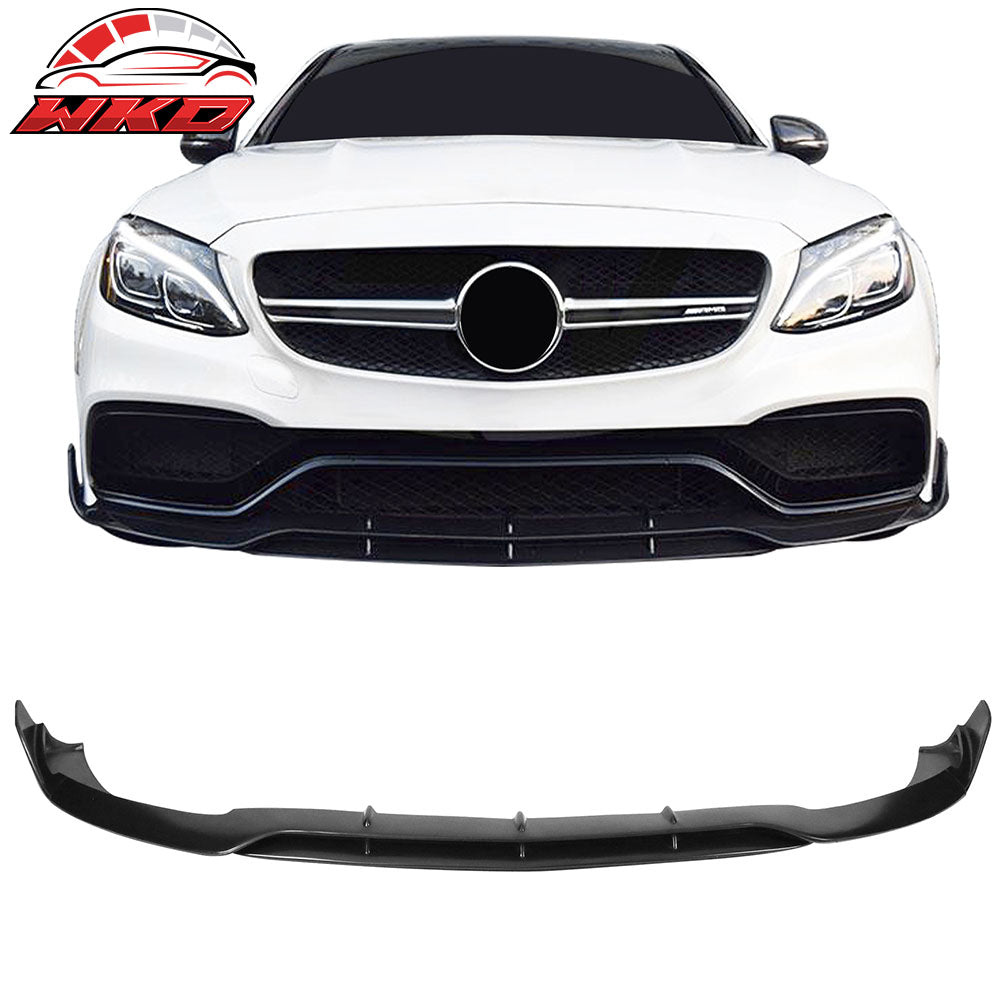 Fits 15-20 Benz W205 C Class C63 AMG Front Bumper Lip Spoiler Unpainted Black