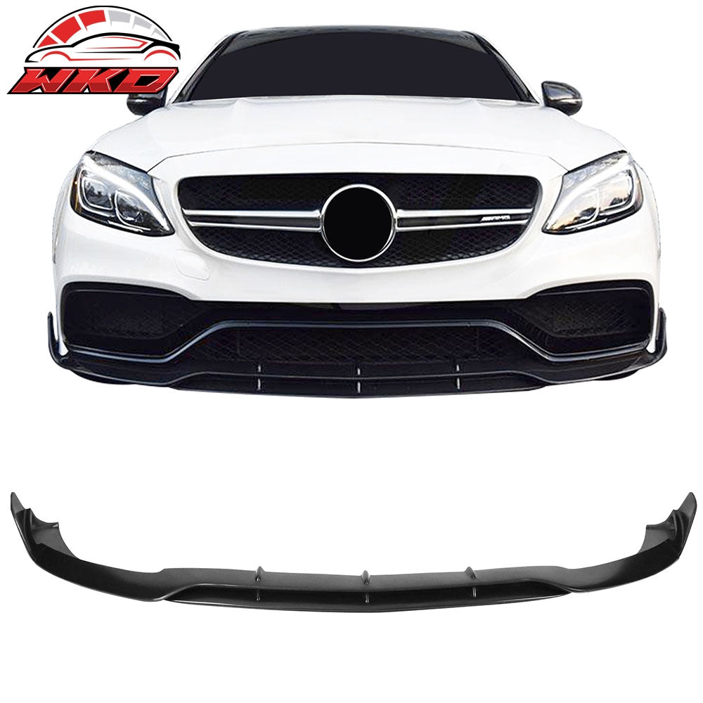 Fits 15-20 Benz W205 C Class C63 AMG Front Bumper Lip Spoiler Unpainted Black