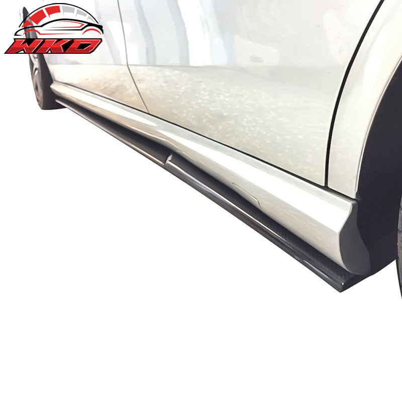Fits 10-13 Benz W212 E-Class Sedan RZ Style Side Skirts 2PC - Matte Carbon Fiber