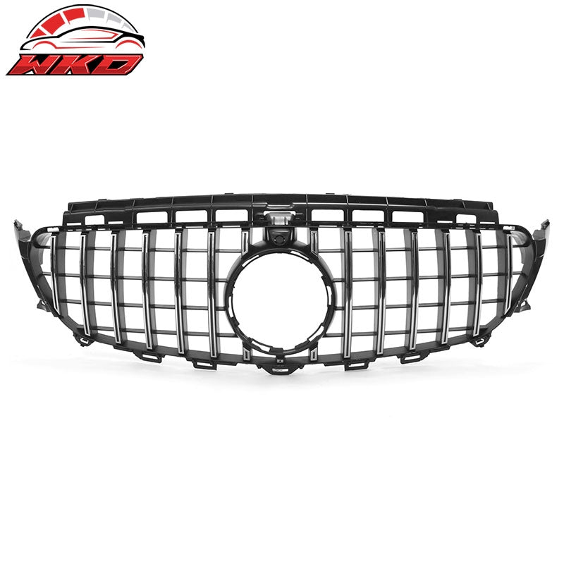 Fits 17-20 Benz E350 E400 E450 E43 GT Style Upper Grille Unpainted + Chrome ABS