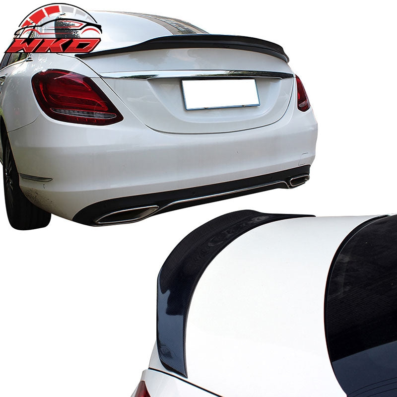 Fits 15-21 Benz W205 C Class Sedan PSM Style Trunk Spoiler Matte Carbon Fiber