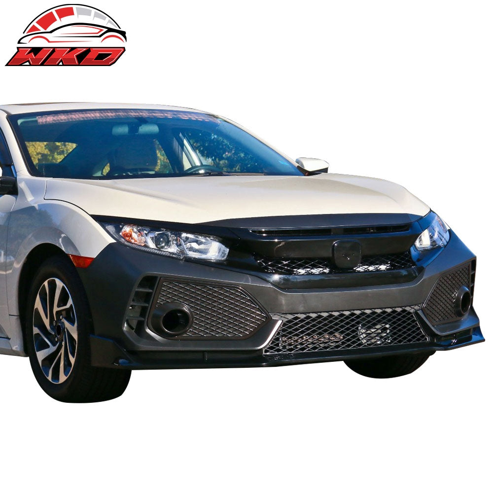 2016-21 Honda Civic Type-R Sedan Coupe Painted Front Bumper & Lip Gloss Black | Wholesale - Wikond Auto