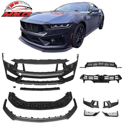 Fits 24-26 Ford Mustang Dark Horse Style Front Bumper Conversion Kit W/ Grilles
