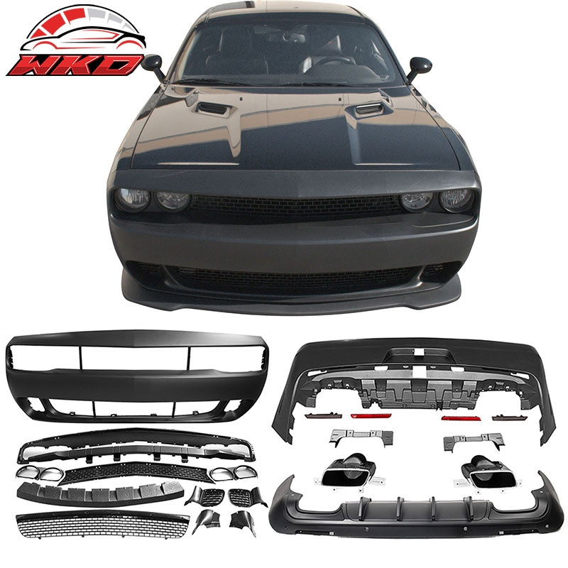 Fits 08-14 Challenger Front Rear Bumper (2015+ SRT Hellcat Style) + V2 Diffuser