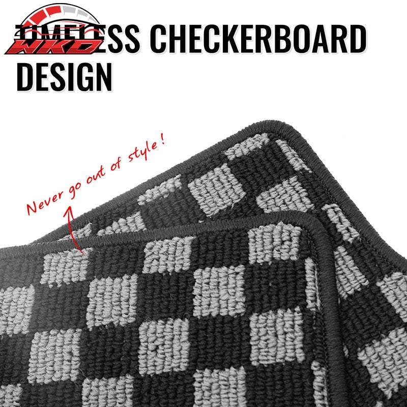 Fits 11-23 Charger Chrysler 300 Floor Mats Carpets Checkered Black Gray Plaid