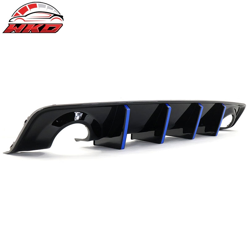 Fits 20-23 Charger Widebody Gloss Black Rear Diffuser PP W/ Blue Reflective Tape