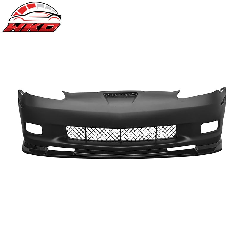 Fits 06-13 Chevrolet Corvette C6 Front Bumper Cover Z06 Style w/ Gloss Black Lip