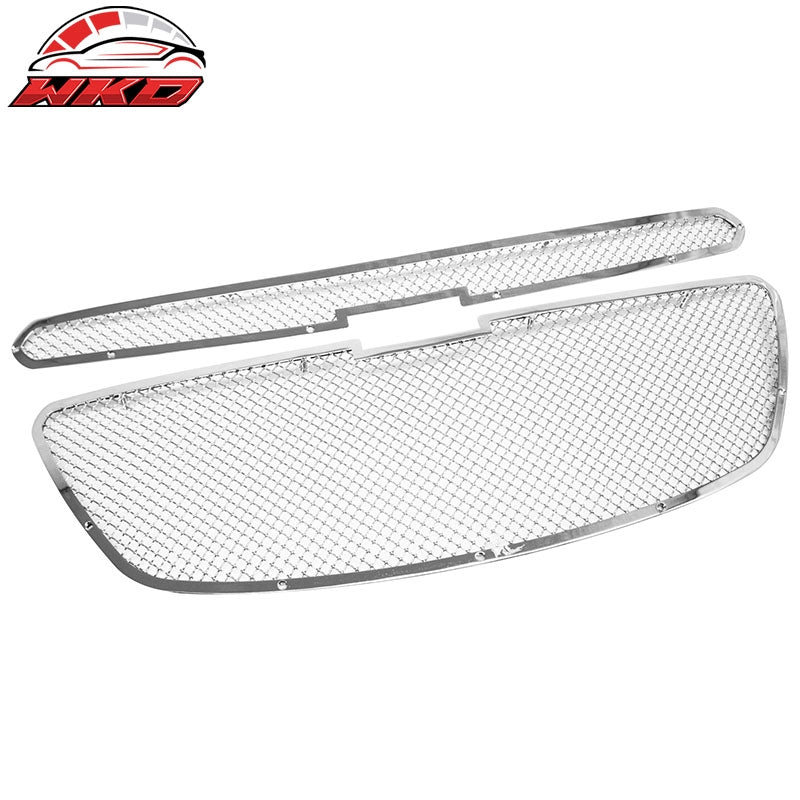 Fits 13-15 Chevrolet Spark Mesh Style Front Bumper Upper + Center Grille Chrome