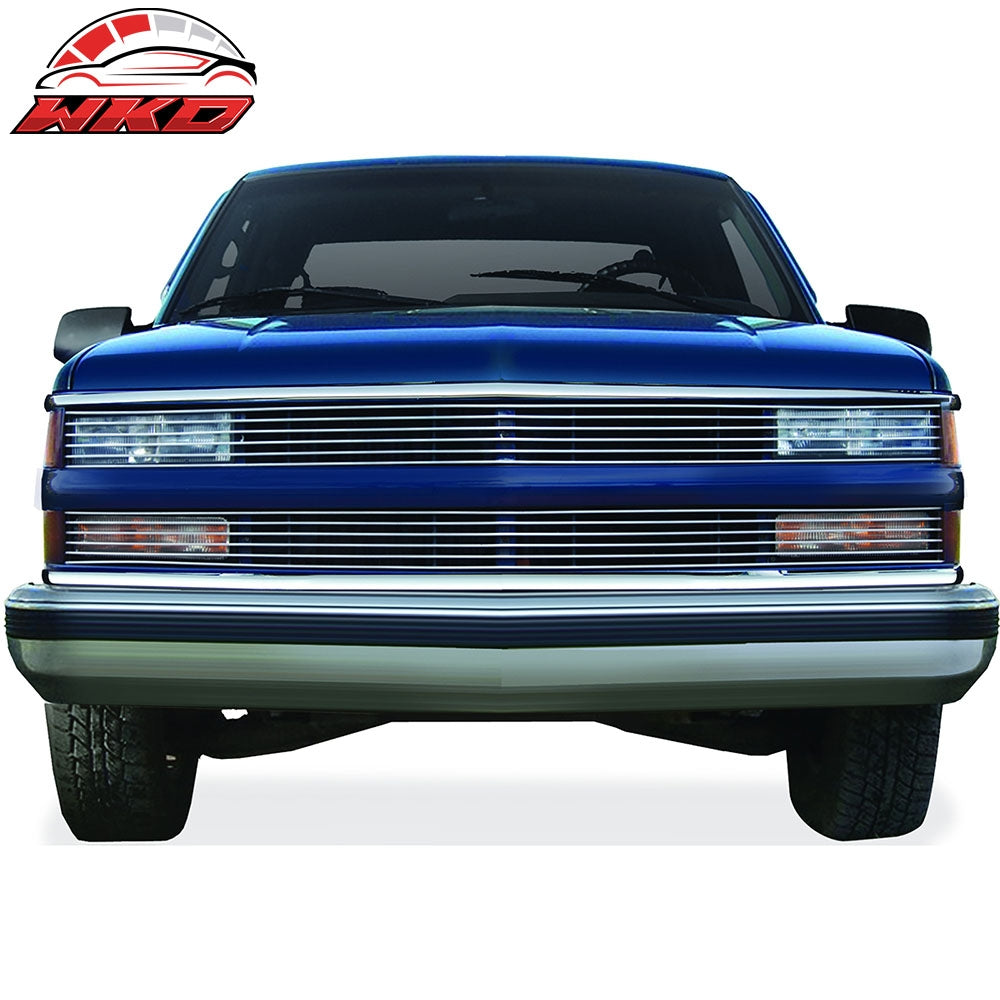 Fits 94-98 Chevrolet C1500 C2500 C3500 K1500 K2500 Front Grille Polished Silver