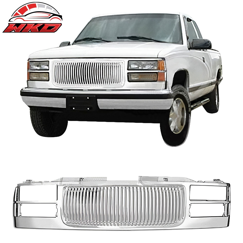 Fits 94-98 Chevy C1500 C2500 C3500 K1500 K2500 K3500 Chrome Bumper Hood Grille