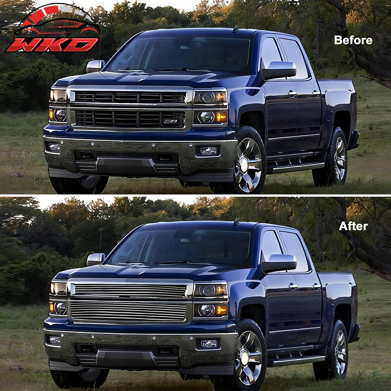 Fits 14-15 Chevy Silverado 1500 Z71 Billet Style Upper Grille Insert Grill 2PCS