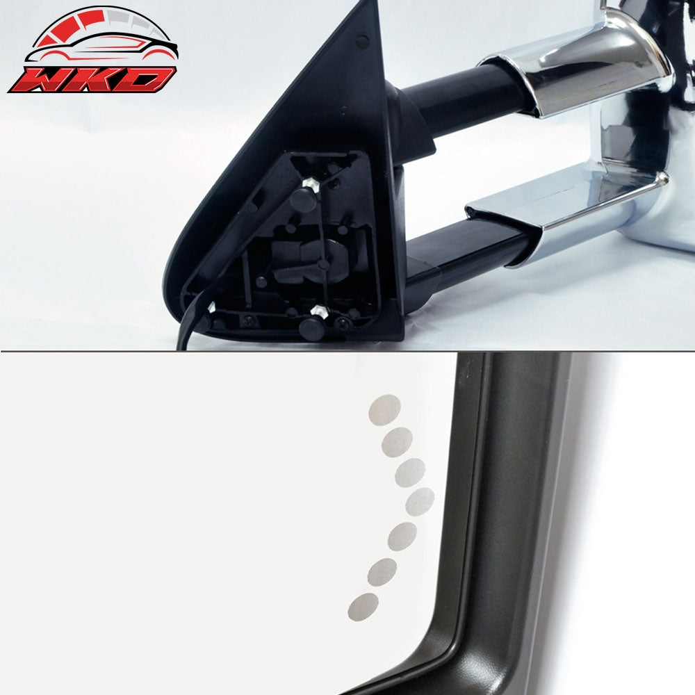 Fits 03-07 Silverado Towing Mirrors Power Heated Signal Arrow Light Chrome 2PC