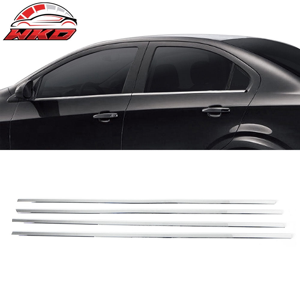 Fits 12-15 Chevrolet Sonic 4-Door 4PCS Outer Window Molding Trim Sill Seal Belt