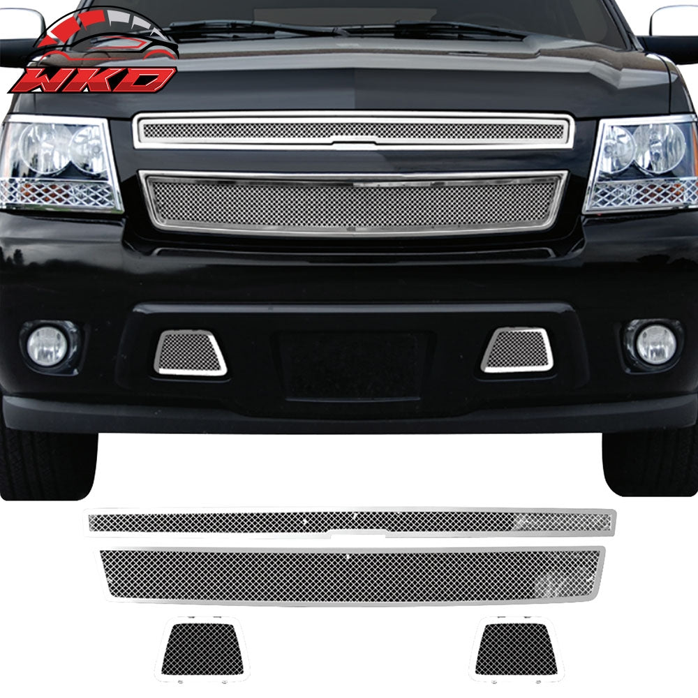 For 07-14 Chevrolet Tahoe Mesh Chrome Front Bumper Insert Grille Stainless Steel
