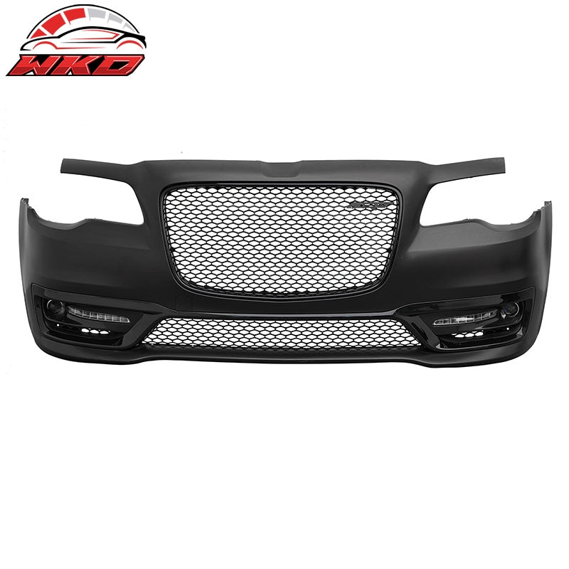 For 15-23 Chrysler 300 SRT Style Front Bumper Cover Fog Light Gloss Black Grille