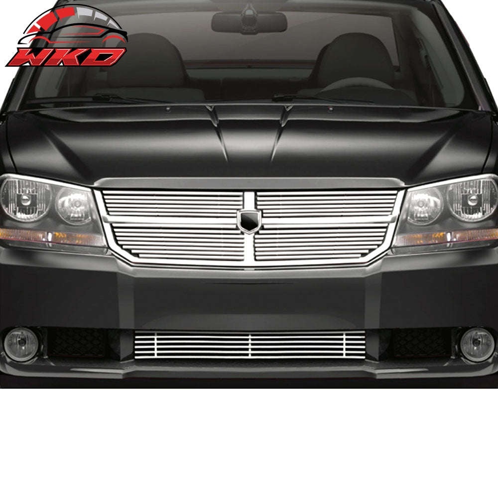 Fits 08-10 Dodge Avenger Billet Stainless Steel Chrome Front Bumper Upper Grille