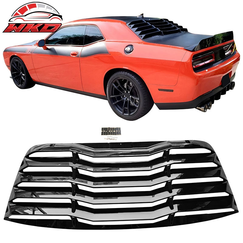 Fits 08-23 Dodge Challenger Rear Window Louver Sun Rain Shade Cover Gloss Black