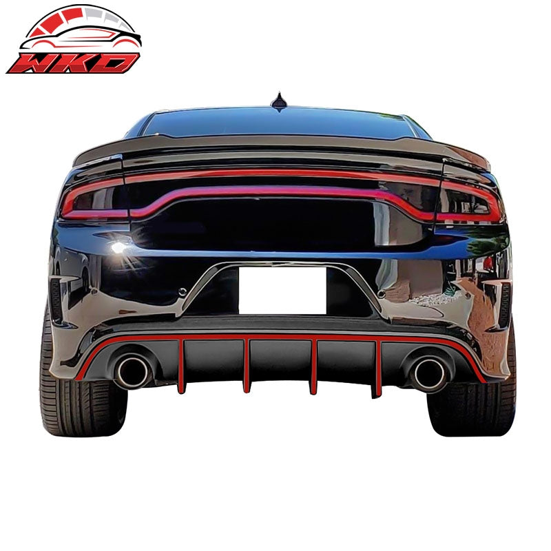 Fits 15-23 Dodge Charger SRT OE Style Rear Diffuser with Red Reflective Tape