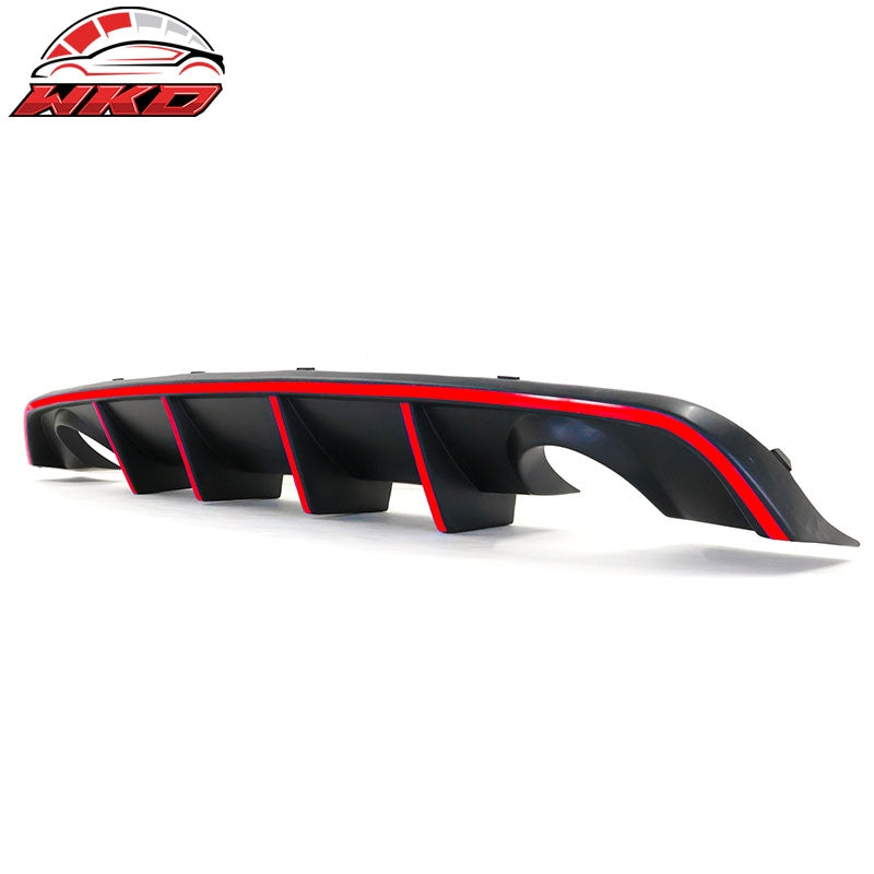 Fits 12-14 Dodge Charger SRT8 V2 Style Rear Diffuser PP w/ Red Reflective Tape