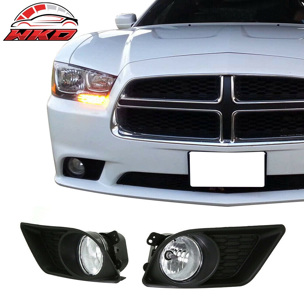 Fits 11-14 Dodge Charger Bumper Assembly Fog Lights w/ Bulbs Clear Lens