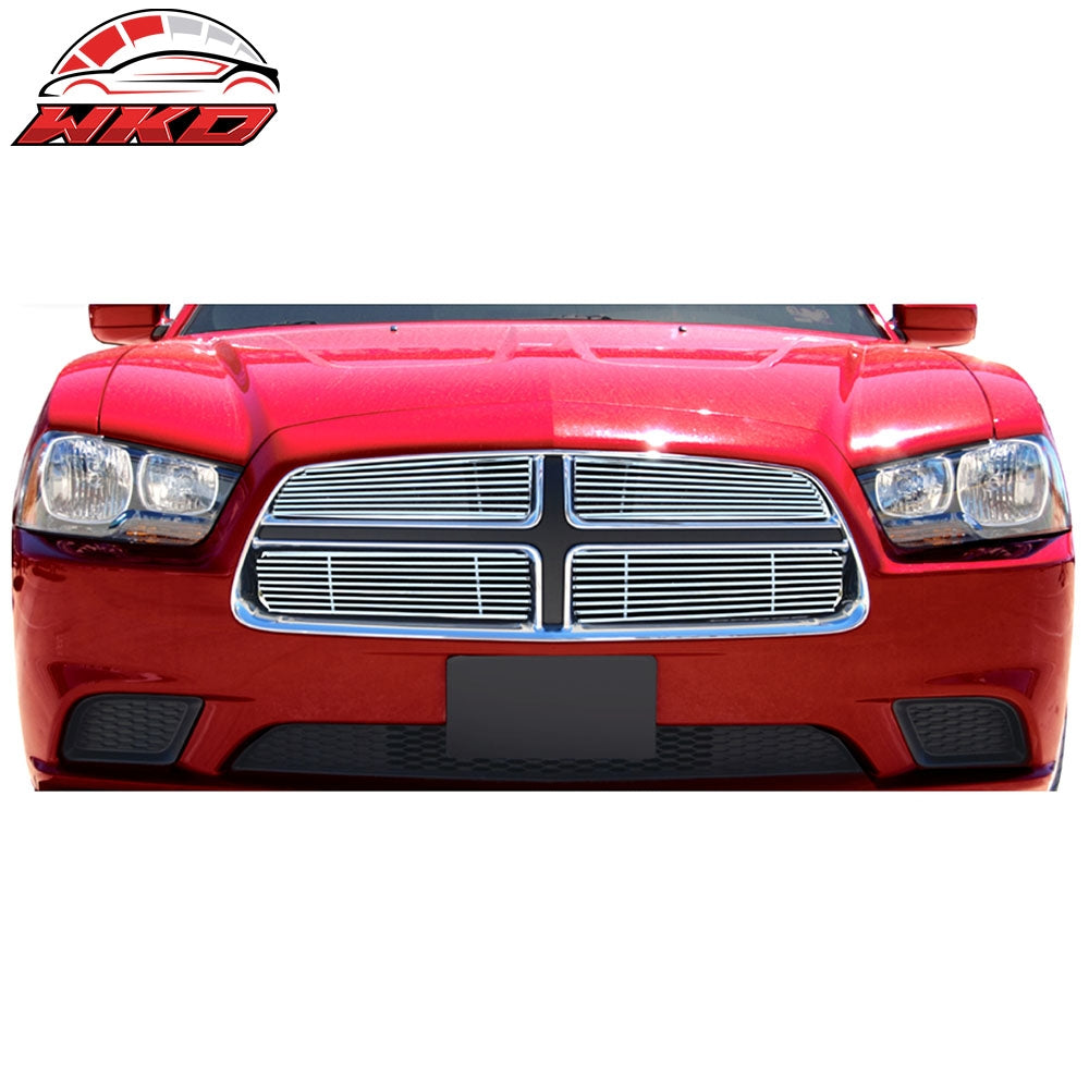 Fits 11-13 Dodge Charger Base Front Bumper Insert Grille Stainless Steel Chrome
