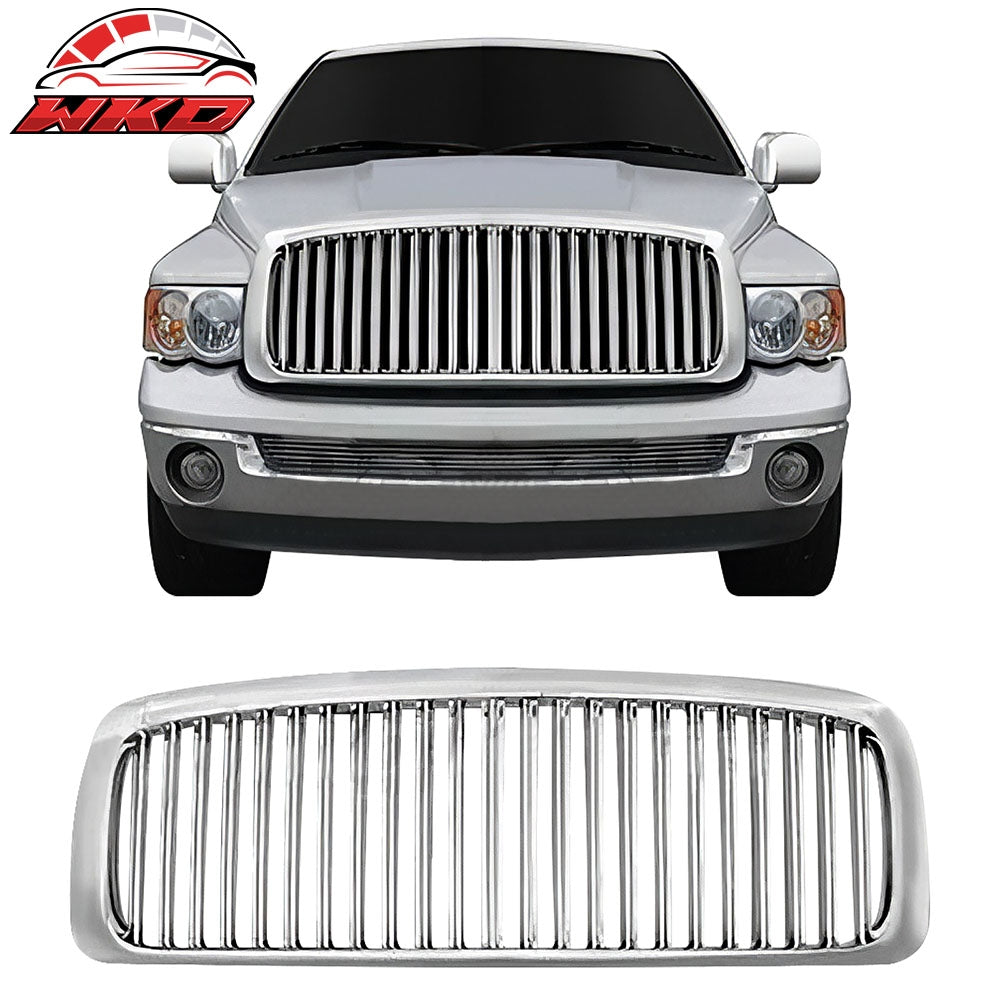 Fits 02-05 Dodge Ram 1500 2500 3500 Vertical Style Front Upper Grille Chrome