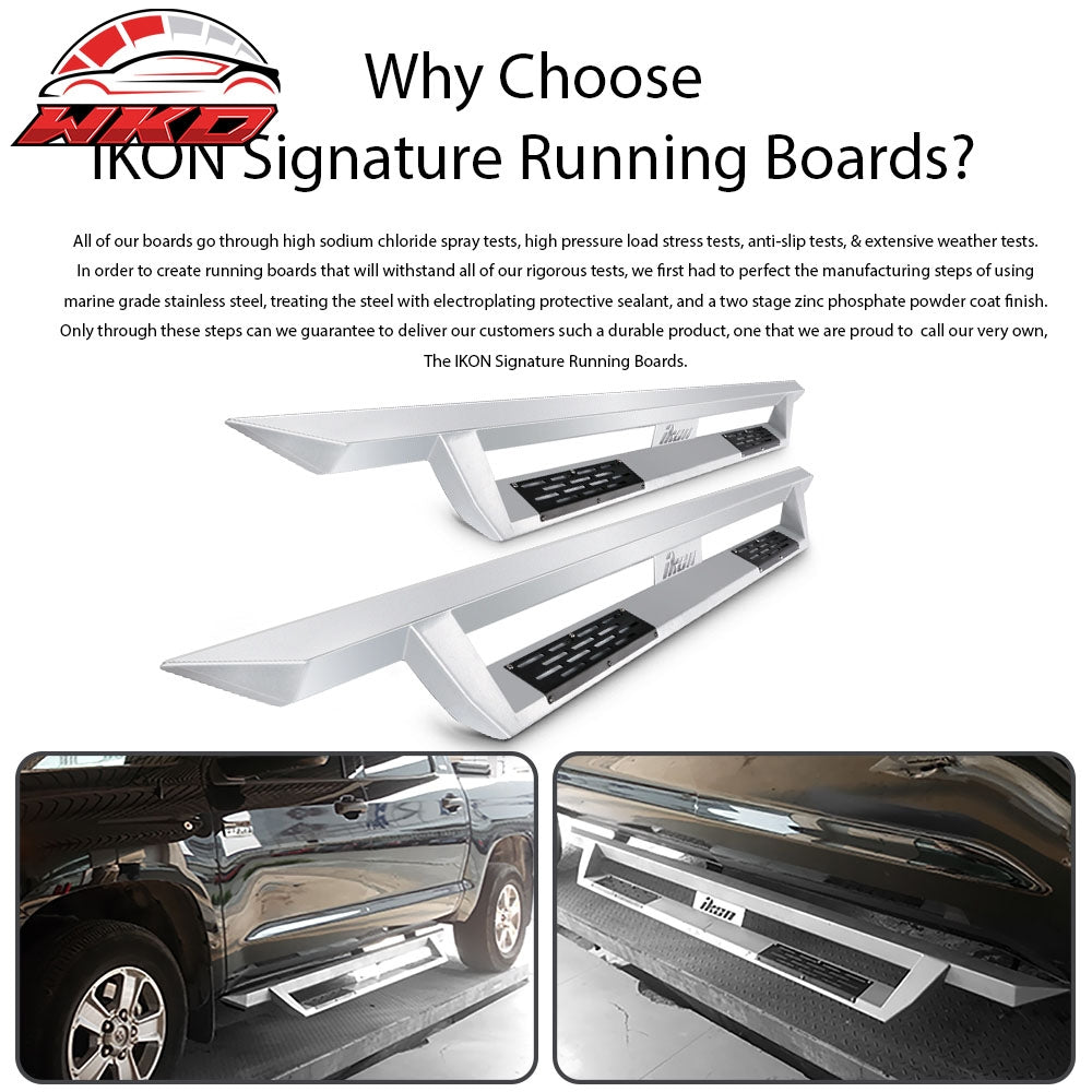Fits 09-23 Ram 1500 10-18 2500 3500 Quad Cab IKON V1 Style Running Boards Silver