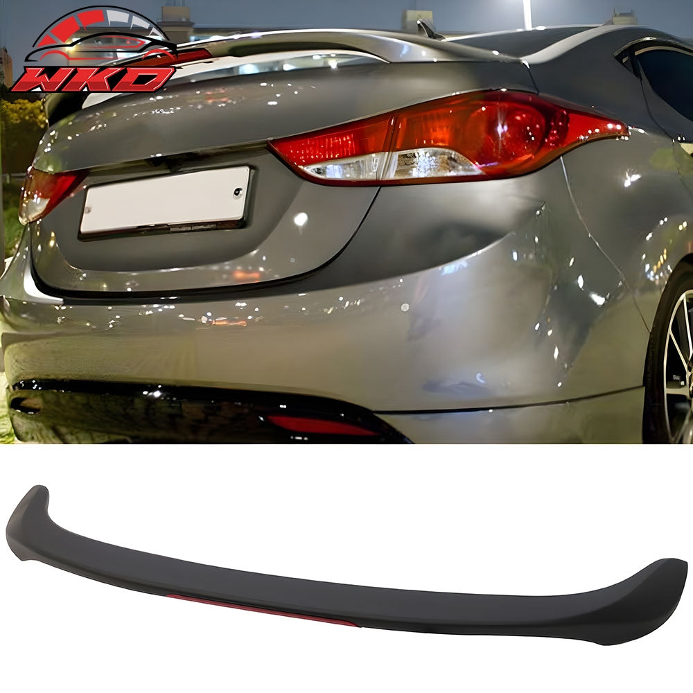 Fits 11-15 Hyundai Elantra Sedan 4Dr Matte Black ABS Trunk Spoiler Wing & Led