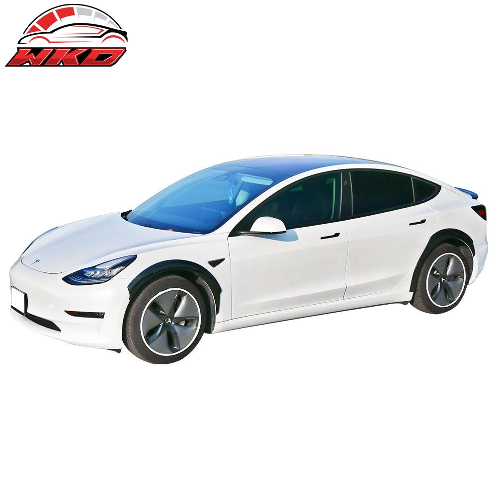Fits 17-23 Tesla Model 3 Fender Flares Wheel Strip Trim Matte Black 8PC - FRP