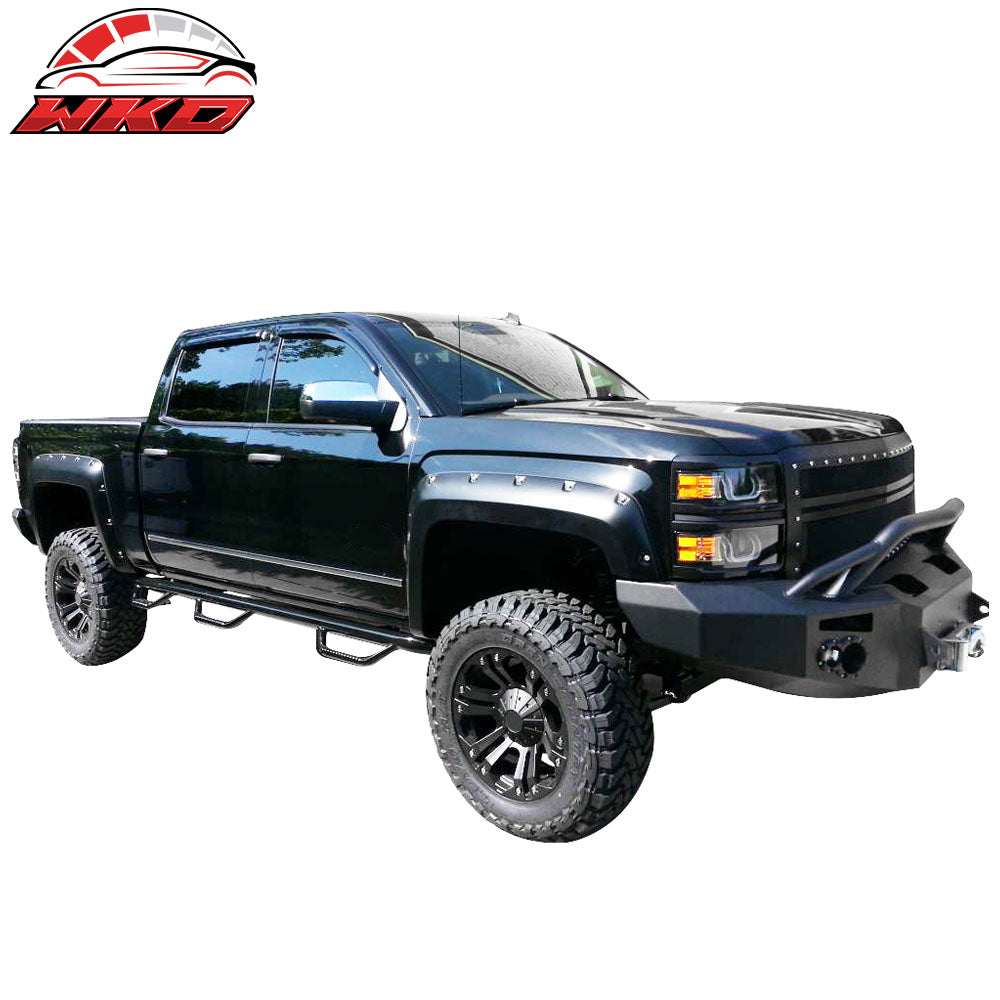 Fits 14-18 Silverado Short Bed Fleetside Pocket Rivet Fender Flares PP Smooth