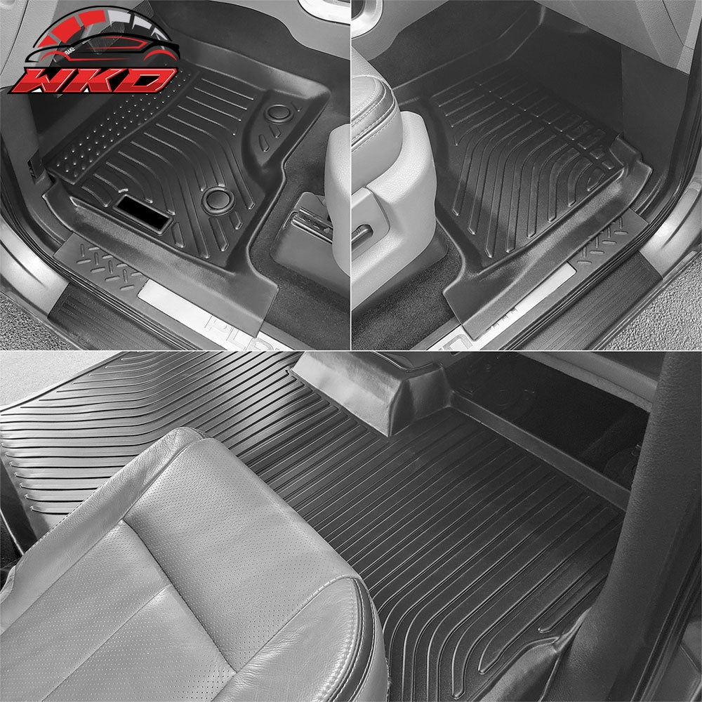 Fits 09-14 Ford F-150 Super Crew Cab 3D TPE Floor Mat All Weather 5-Seat Carpets