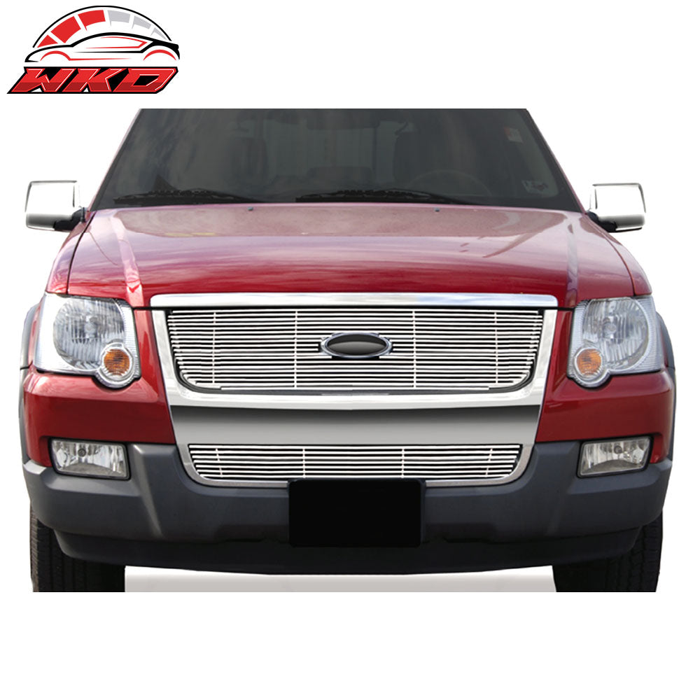 Fits 09-10 Ford Explorer Billet Style Chrome Front Insert Grille Stainless Steel