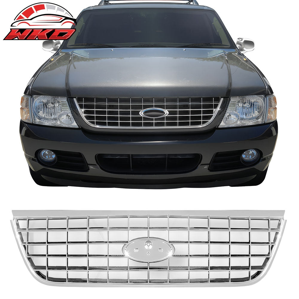 Fits 02-05 Ford Explorer OE Style Front Bumper Upper Grille Guard Chrome ABS