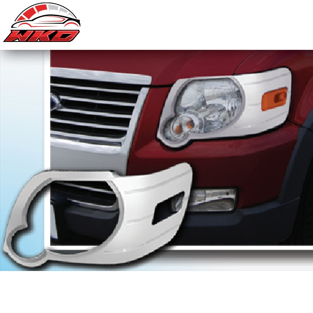 Fits 06-10 Ford Explorer LH RH Front Headlight Bezel Lamp Cover Trim ABS Chrome