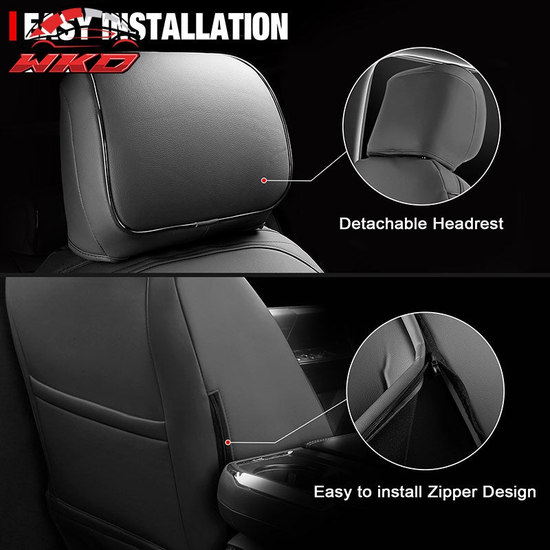 For 21-26 Ford F150 22-26 F250 F350 F450 Crew Cab Seat Cover Full Set Black&Gray